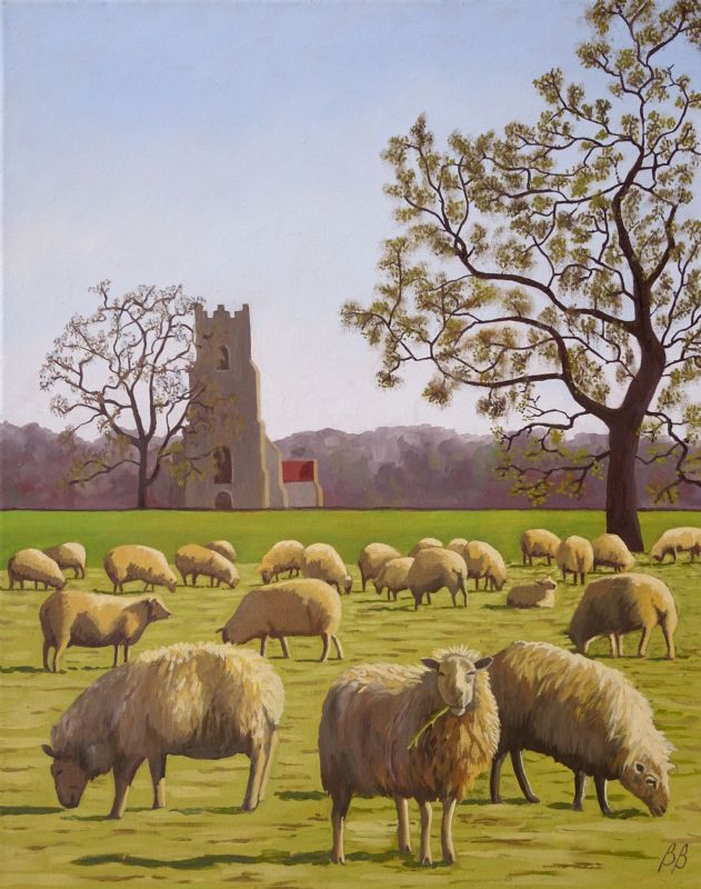 Sheep at Broome Church, Norfolk